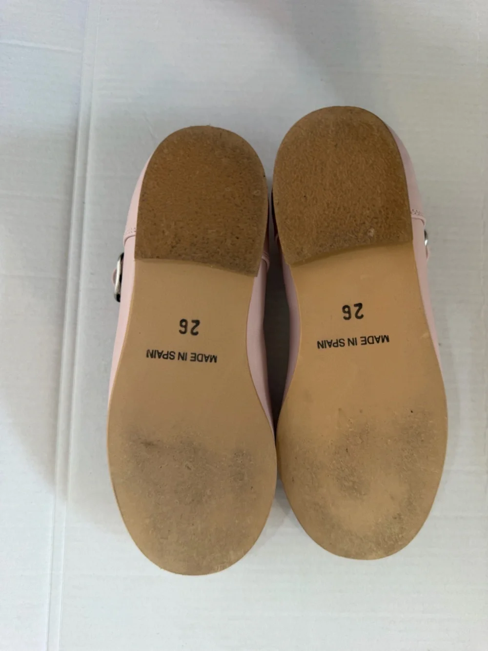 La Coqueta Blush Nappa Leather Scallop Mary Jane Shoes Girls Size 26 EU / US 9.5